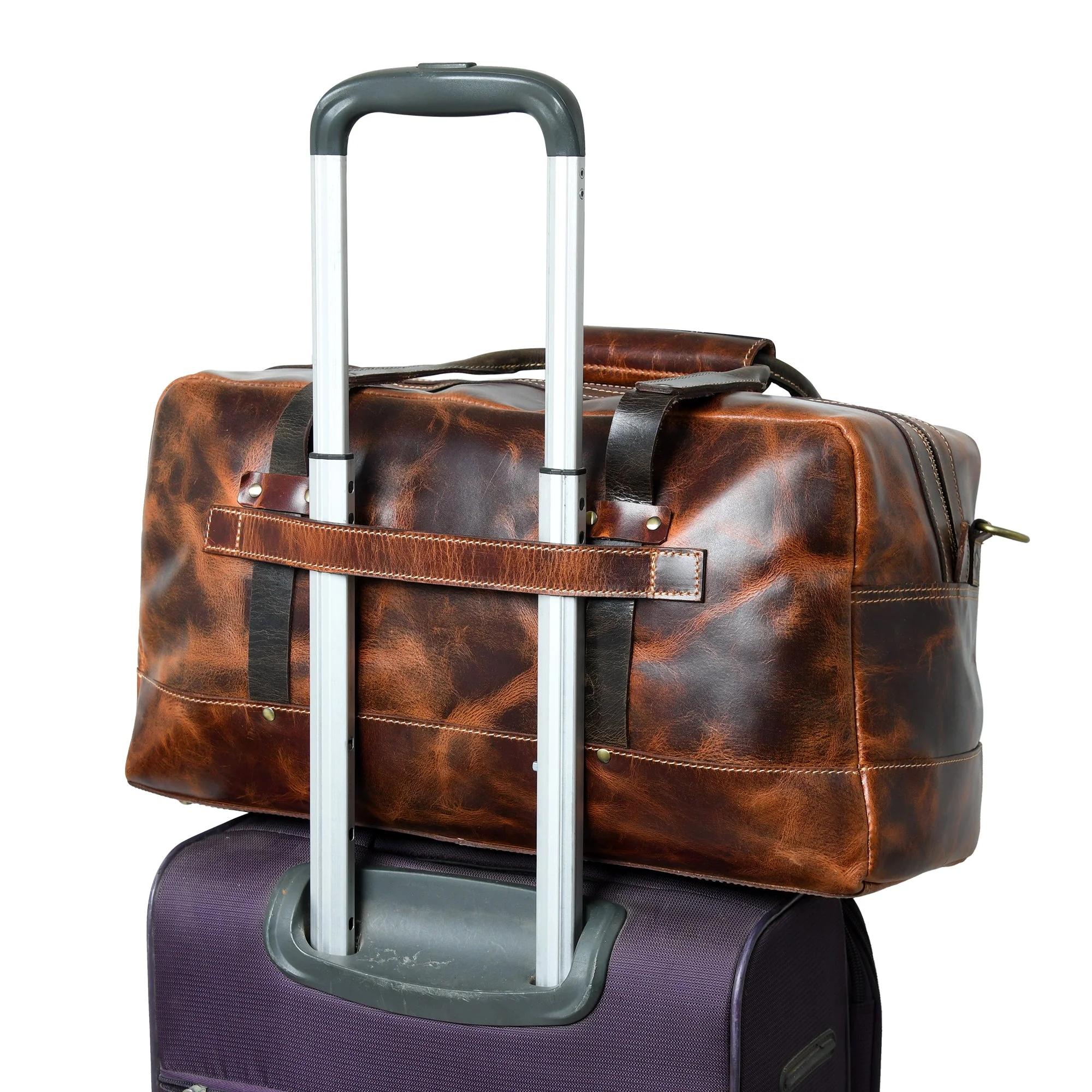 Espresso Elegance Carry on Duffle, Saddle Tan - Image 4