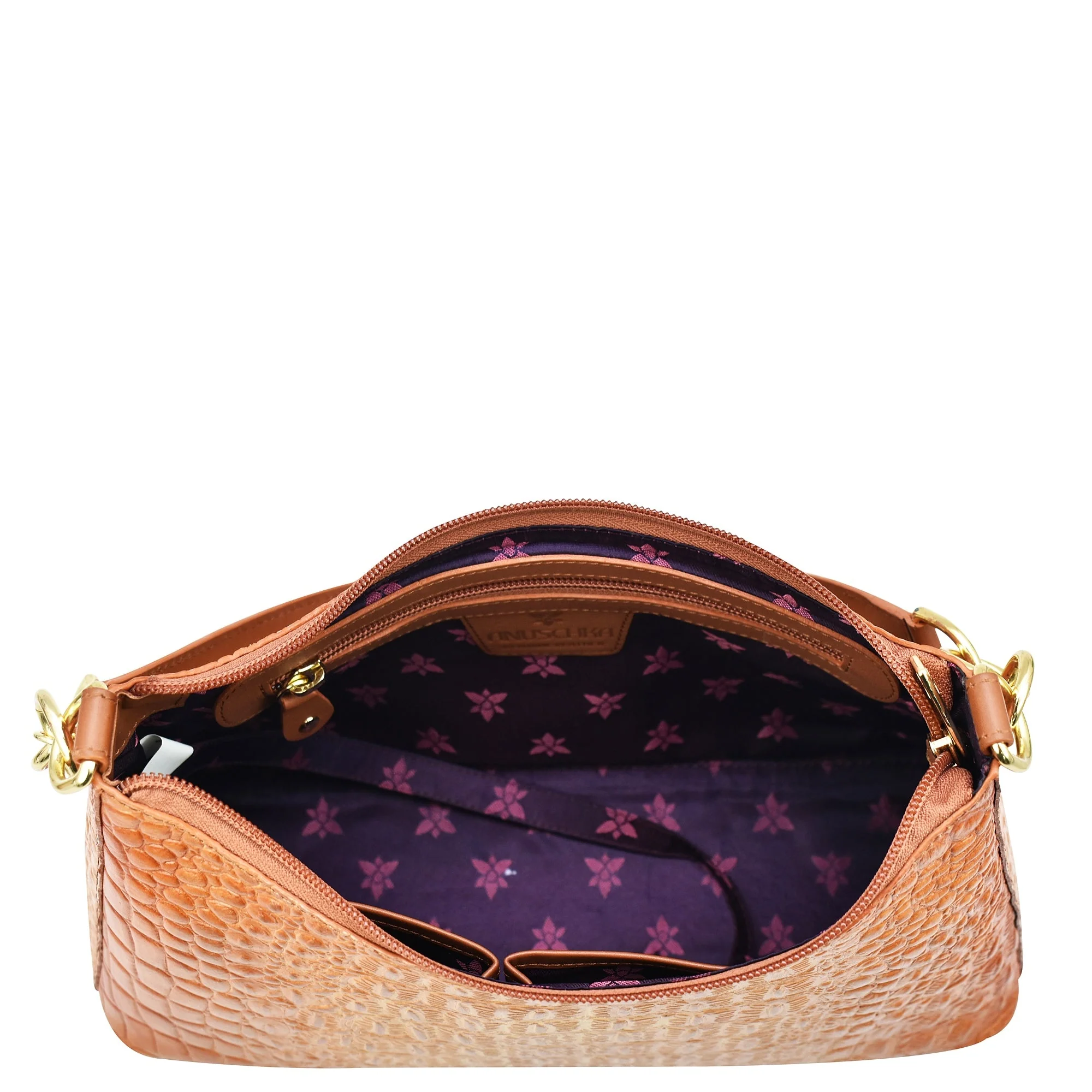 Hand Painted Croc Embossed Hobo with Chain Strap - Image 4
