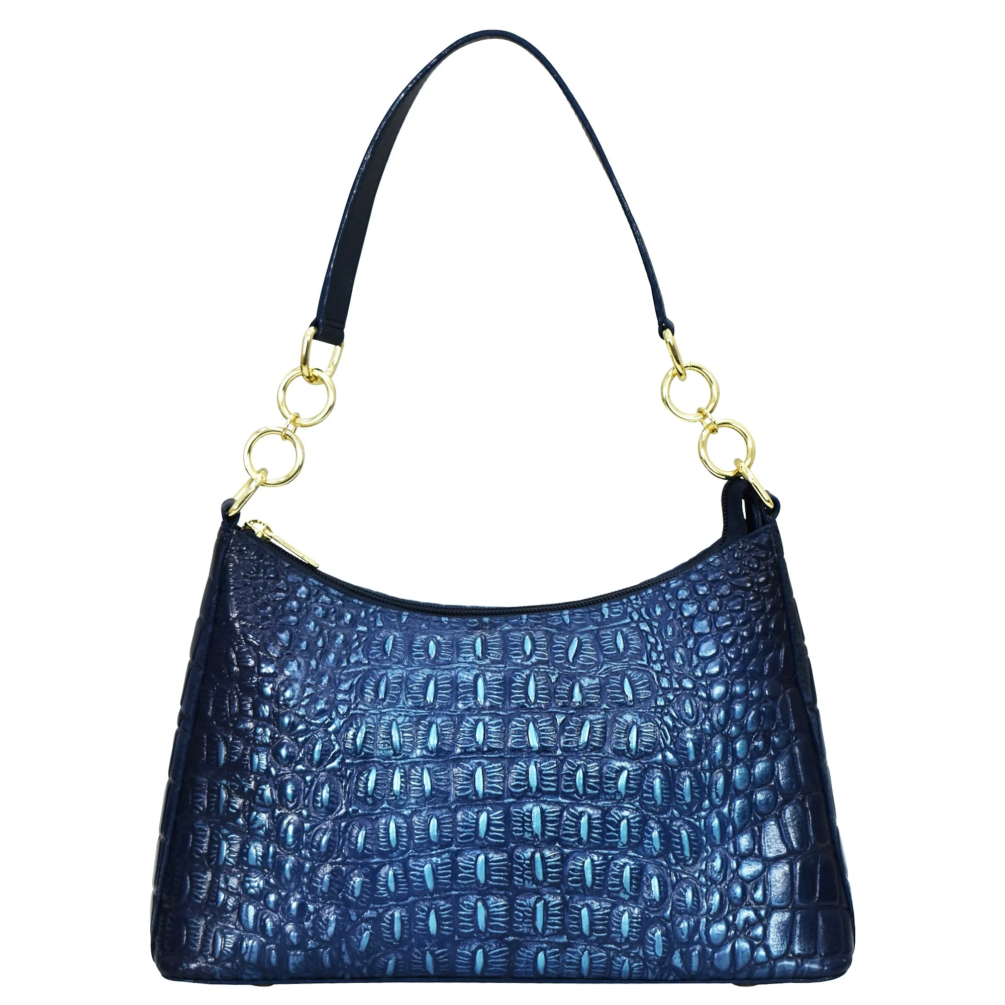 Hand Painted Croc Embossed Hobo with Chain Strap - Image 5