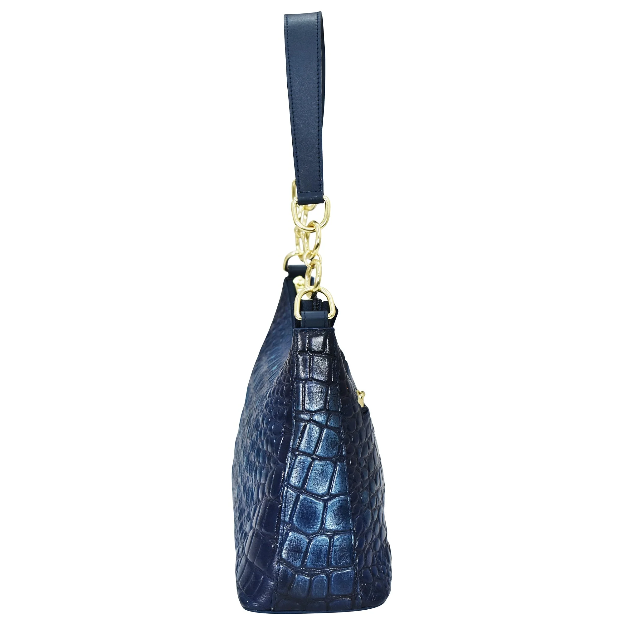 Hand Painted Croc Embossed Hobo with Chain Strap - Image 7