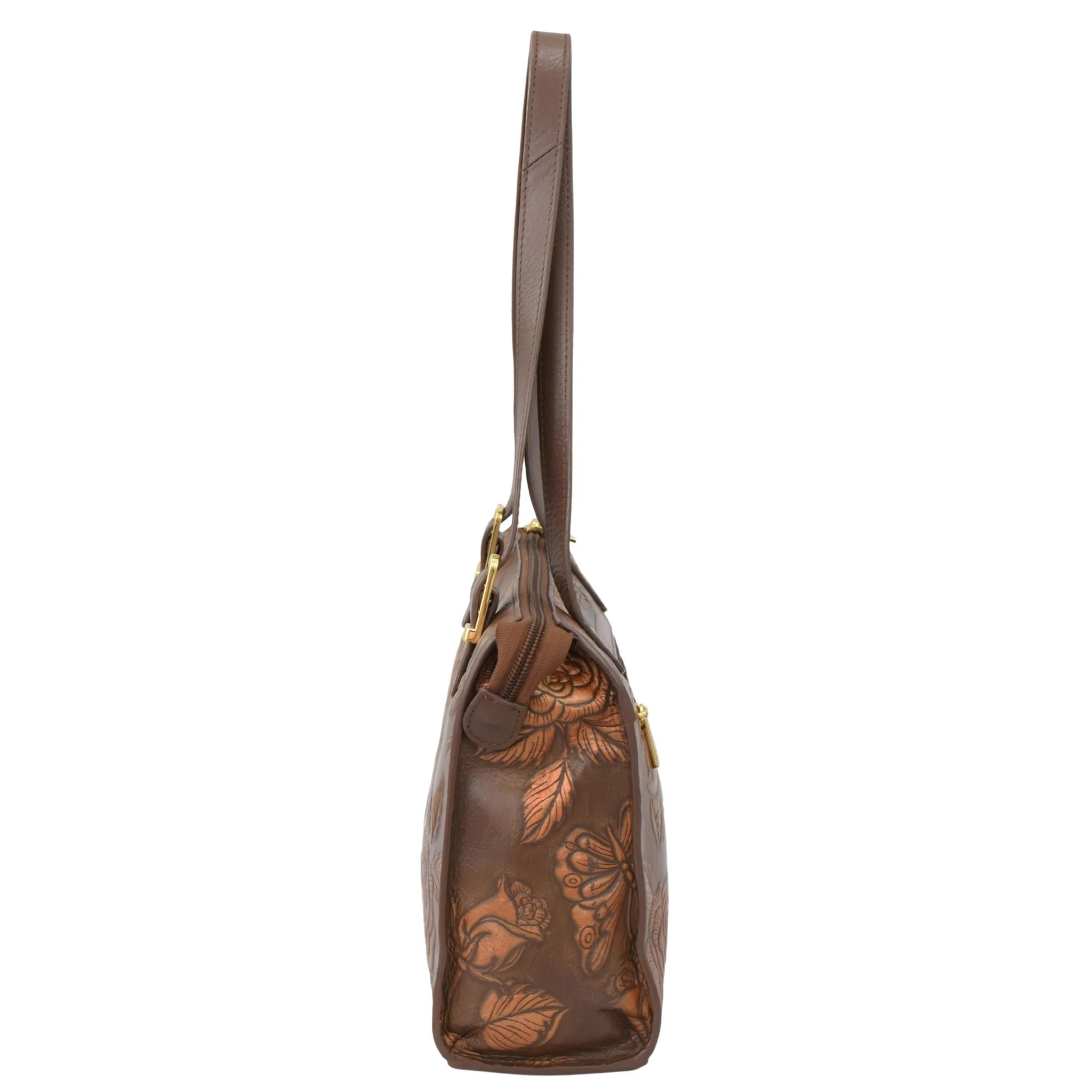 Hand Painted Rose-Embossed Shopper Tote - Image 3