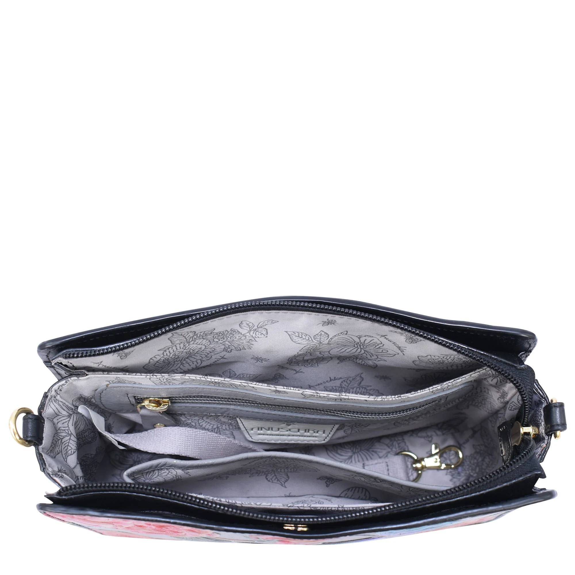 Hand Painted Embossed Triple Compartment Crossbody - Image 4