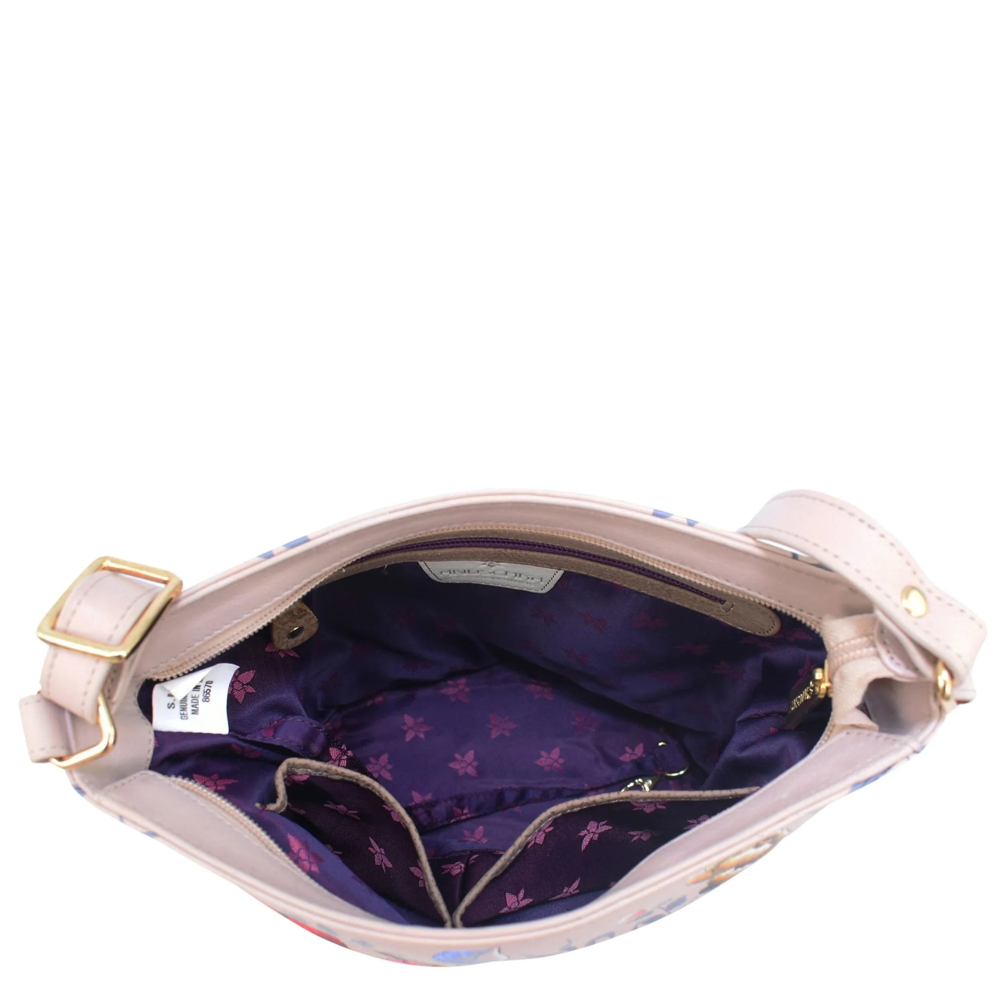 Hand-Painted Cardinals Leather Bucket Bag - Image 4