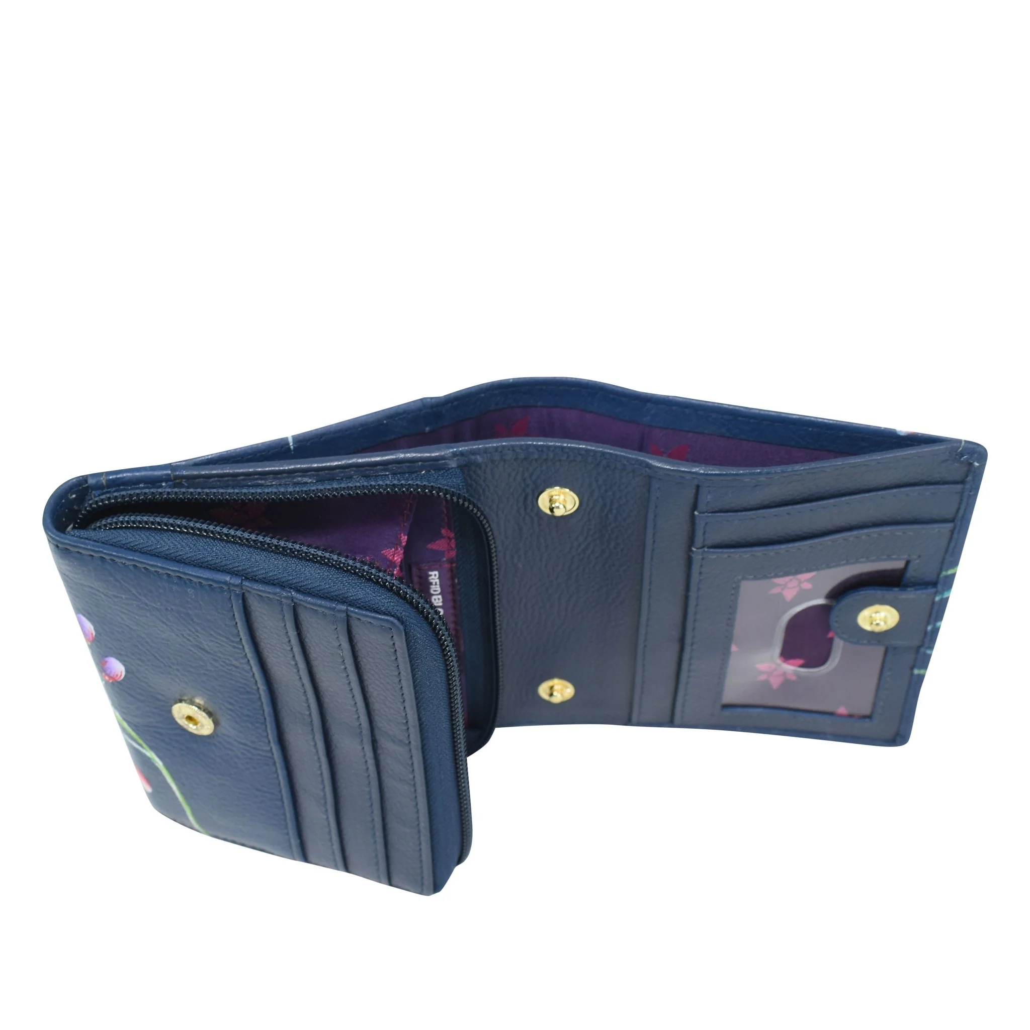Hand Painted Small Two-Fold Organizer Wallet - Image 3