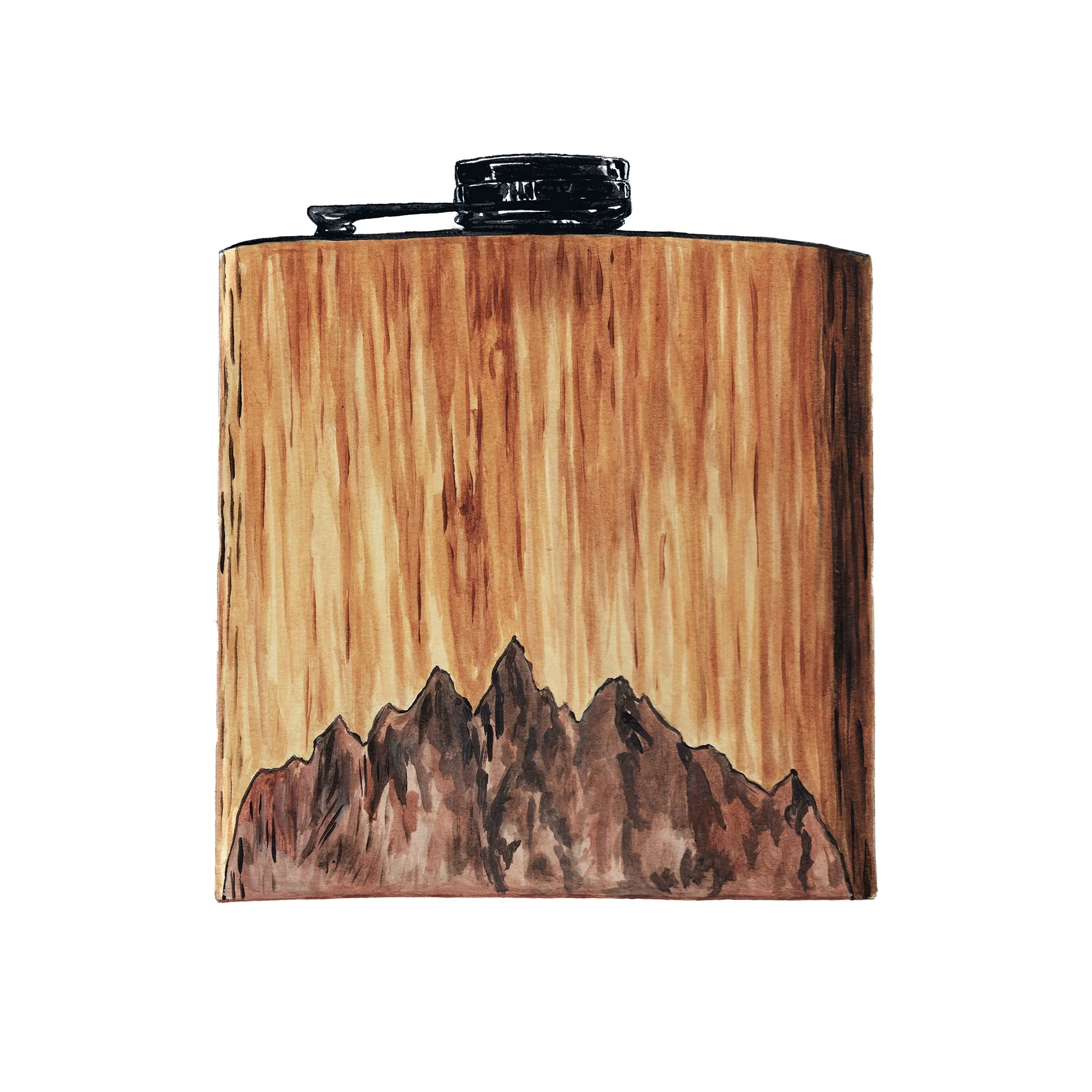 Mountain-Sky Wooden Hip Flask - Image 3