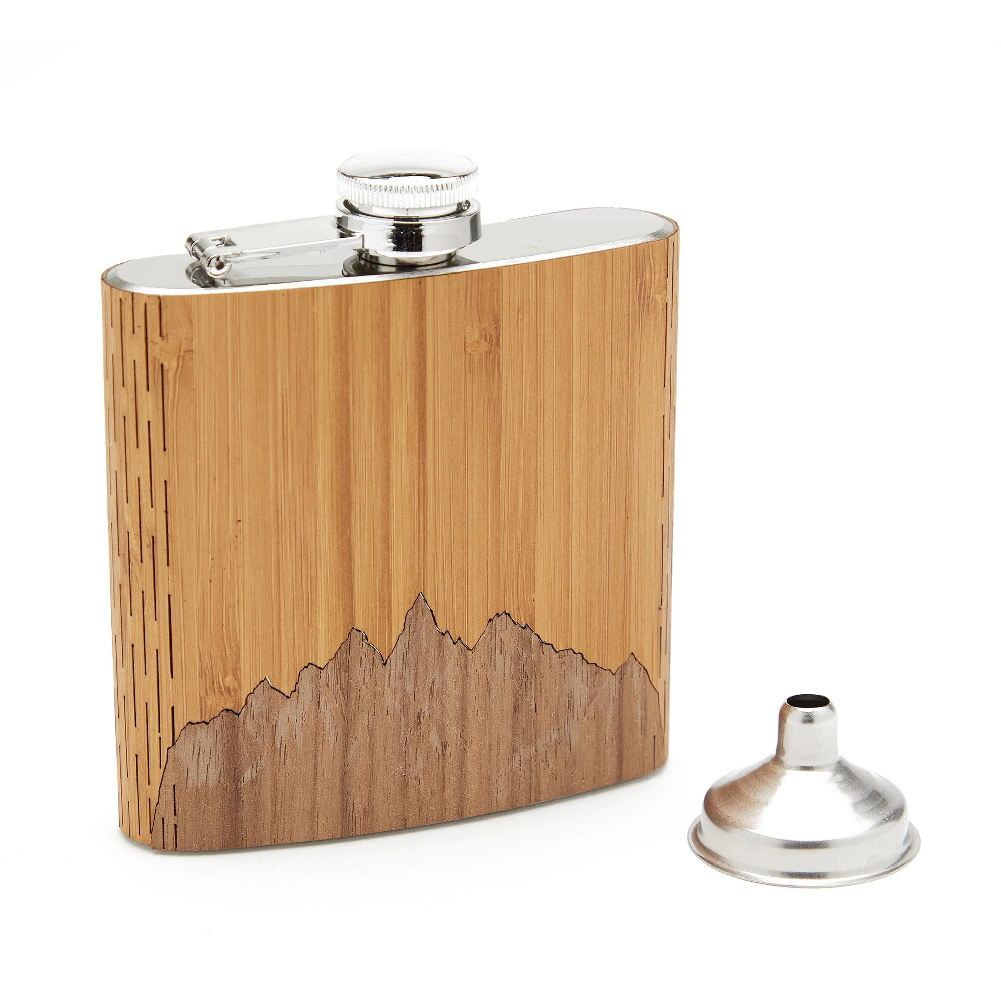 Mountain-Sky Wooden Hip Flask - Image 4