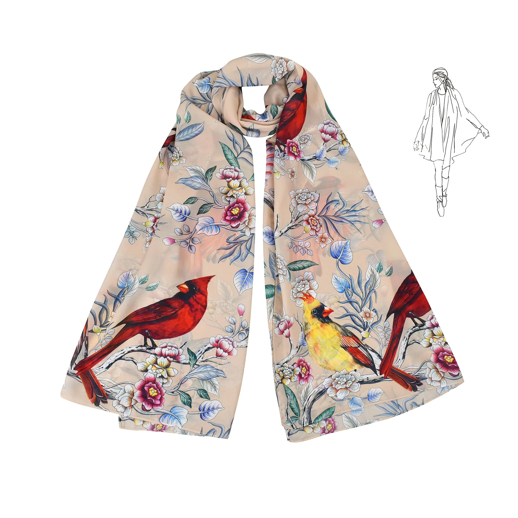 Printed Chiffon Scarf - Image 4